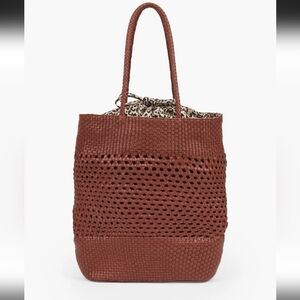 Talbots Leather Woven Drawstring Tote